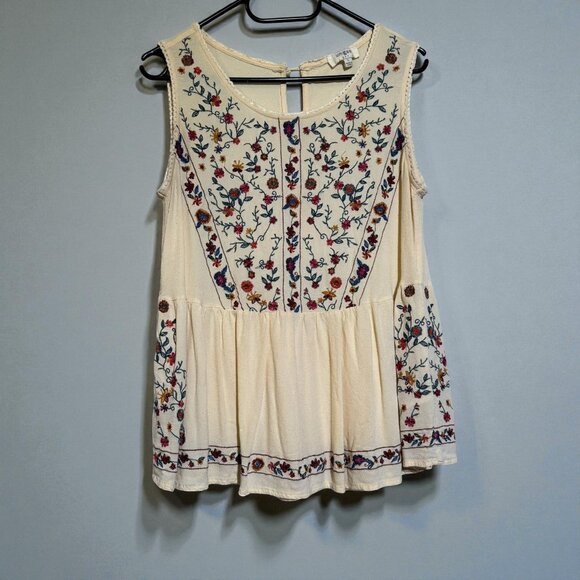 Urban Outfitters Umgee Embroidered Floral Peasant Tank Sz Small NWOT - Picture 2 of 6